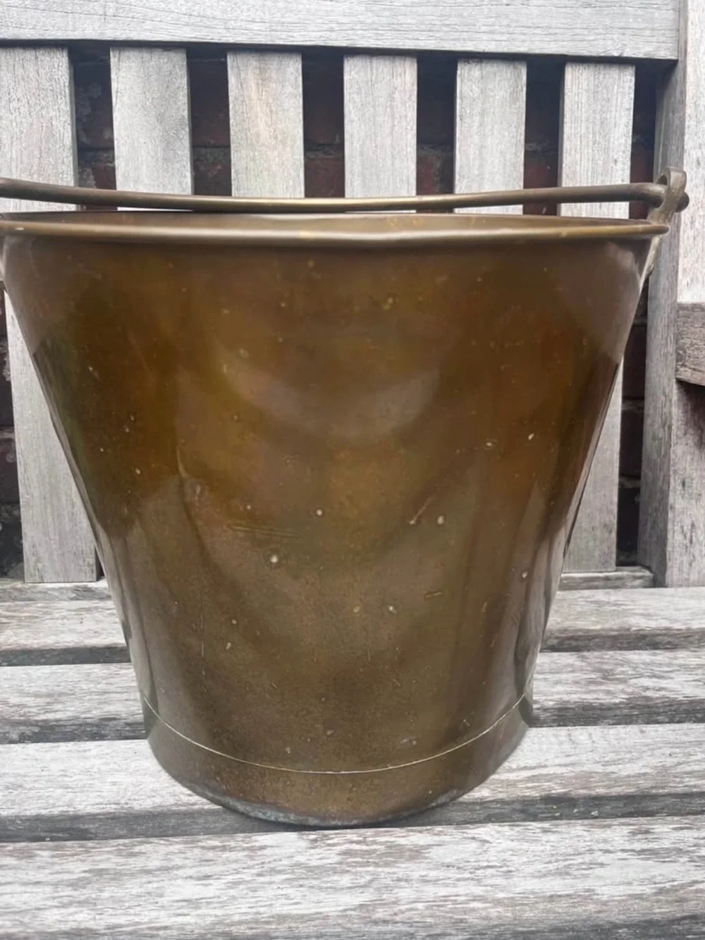 Vintage Solid Brass Pale Coal Bucket Pail  Swinging Handle